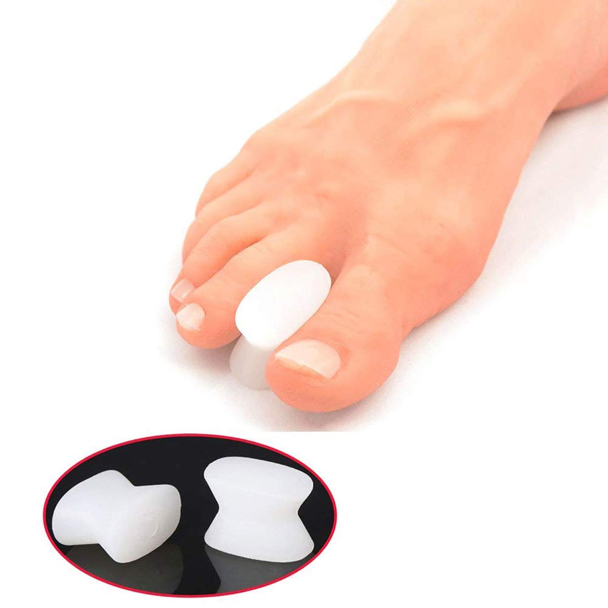 Pedimend, separatore in gel di silicone per alluce valgo (4 paia, 8 pezzi), separatori per alluce valgo, raddrizzante, raddrizza le dita sovrapposte e corretto allineamento, previene e tratta alluce