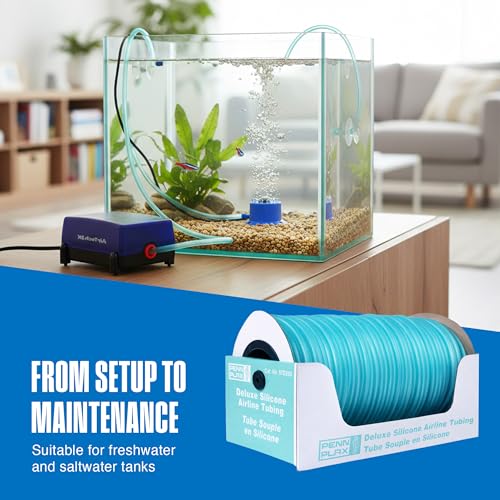 Image of Penn-Plax Aqua-Life Deluxe Silicone Airline Tubing - 3 /16 Inch Flexible Airline Hose for Aquarium Pumps, Fish Tank Line for Air Stones & Filters - Safe for Freshwater & Saltwater - 200 ft Long, Green