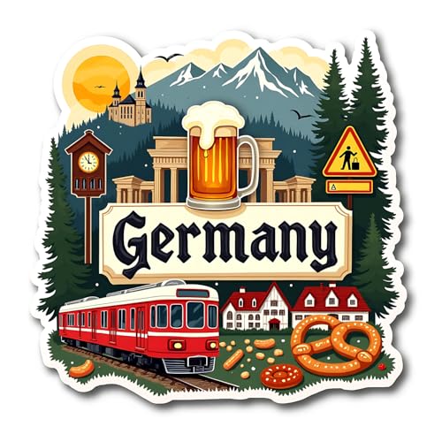 Image of Naxon Germany Country Theme Souvenir Wooden Refrigerator Stylish Fridge Magnet - Fridge Decoration Magnet for Kitchen & Home Decor | Perfect Souvenir Gift | Size 3x3 Inches | Pack of 1