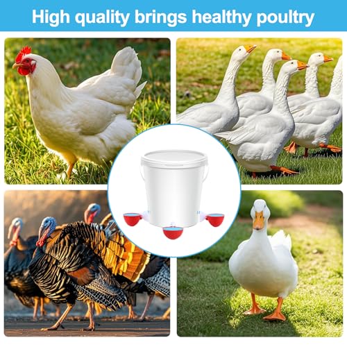 10PCS Chicken Waterer Cups, 3rd Generation DIY Large Automatic Chicken Water Feeder Cup, Tee Fittings Poultry Waterer, Suitable for Chicks, Turkeys, Ducks, Goose, Small Pets with Mounting Hole Opener