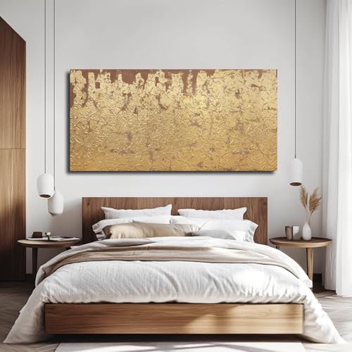 Image of VAYIMDH Abstract Canvas Wall Art Gold Wall Painting Contemporary Home Wall Decor 29 inchx58 inch Large Artwork for Living Room Office Decor