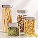 Estilo 8 Piece Glass Canisters And Spice Jar Set with Stainless Steel Screw On Lids, Clear