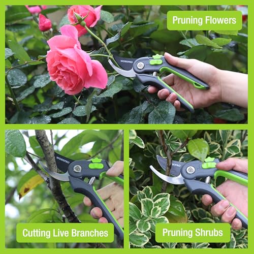 WORKPRO 8" Bypass Pruning Shears for Gardening with Dual-Size Opening - image 7