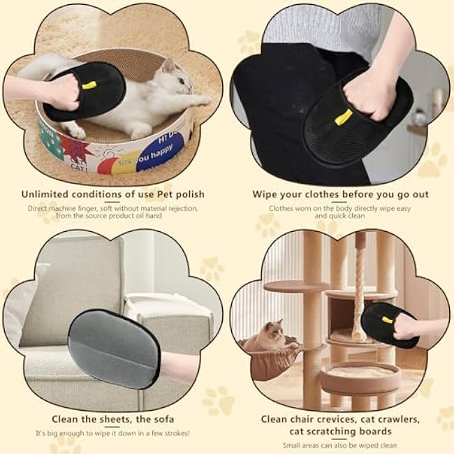Pet Hair Removal Glove,Electrostatic Efficient Grooming Gloves for Pet Hair,Cat Grooming Gloves,Upgraded Animal Fur Removal Tool,Reusable Cat & Dog Hair Remover for Couch,Carpet,Curtain£¨2PCS)-wSa3qOPI