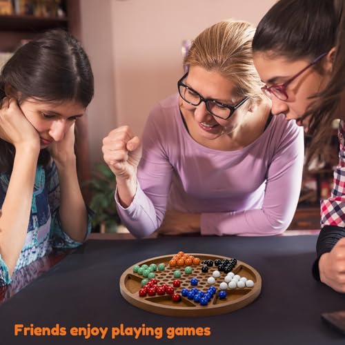 Juego de Damas Chinas de Madera 12 Pulgadas con 60 Canicas miniatura 5