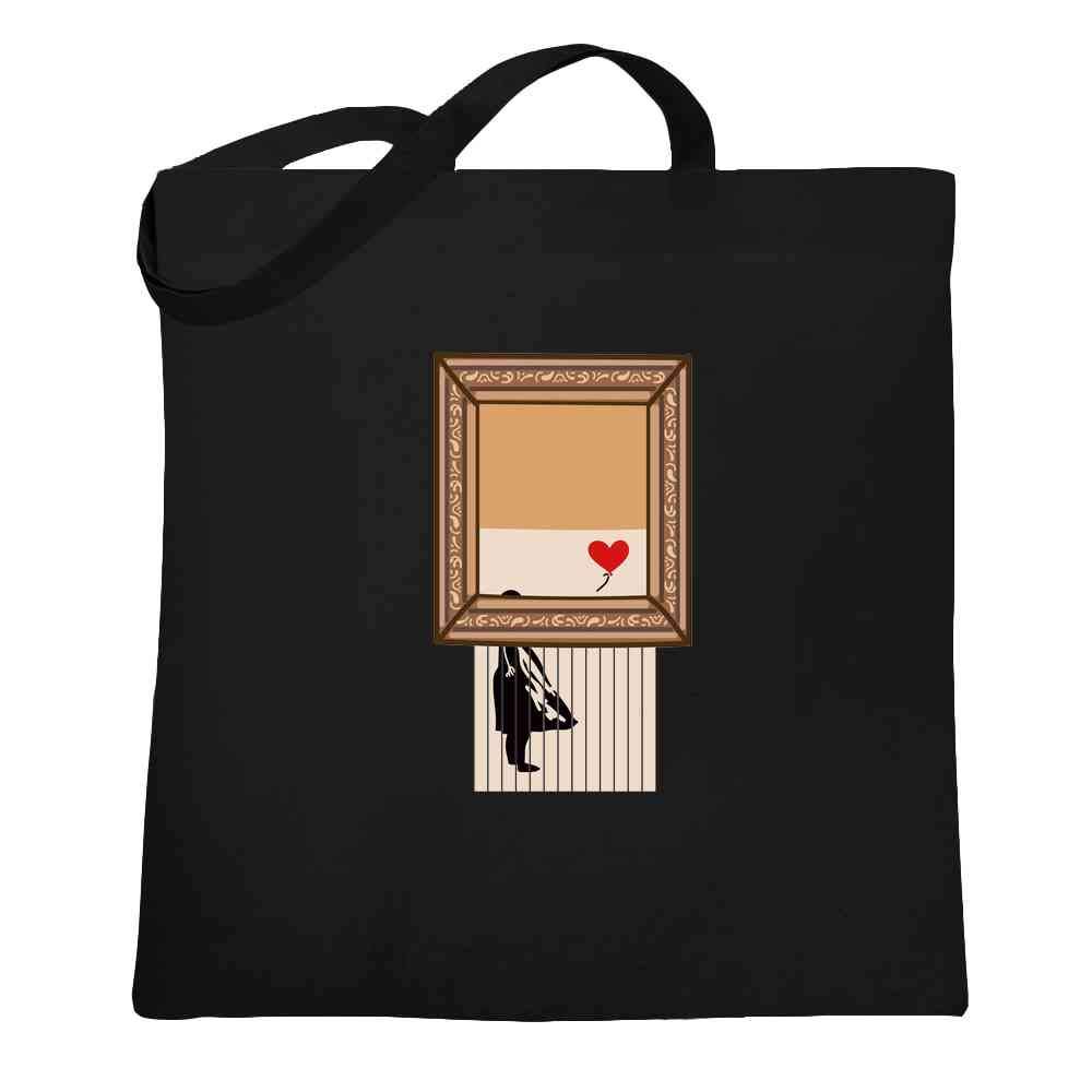 Pop Threads Shredded Banksy Girl With Balloon Funny Art Canvas Tote Bag