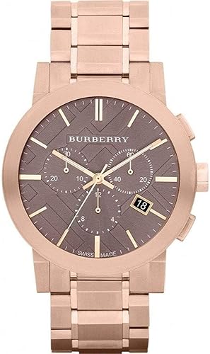 Burberry Reloj cronógrafo para hombre The City BU9353 en tono oro rosa, Rosado, Cronógrafo, movimiento de cuarzo