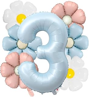 Daisy 3rd Birthday Party Decorations Balloon,40inch Light Blue Number Balloon 3,Daisy Birthday Party Decorations for 3 Year Old,Daisy 3rd Birthday Party Supplies (Light blue 3)