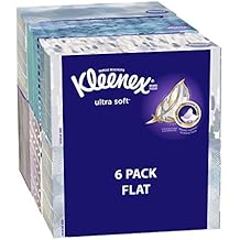 Kleenex Ultra Soft Facial Tissues, Medium Count Flat, 170 ct, 6 Pack. Designs May Vary