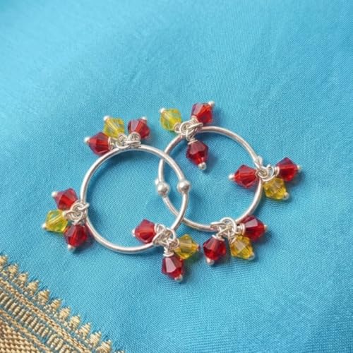 Image of Parasmoni Jewellers Silver Laddu Gopal Payal | Red Bead Anklet for God Idol | Religious Jewellery