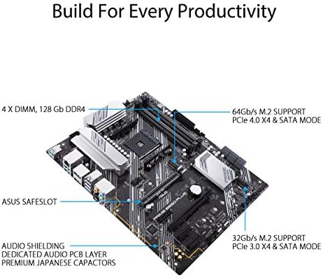 ASUS PRIME B550-PLUS AMD B550 (Ryzen AM4) ATX Motherboard (dual M.2, PCIe 4.0, DDR4 4400, 1 Gb Ethernet, DisplayPort/HDMI, USB 3.2 Gen 2 Type-A and Type-C, Aura Sync RGB Headers Support)