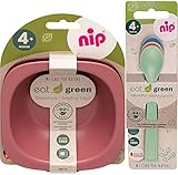NIP öko bio Geschirrset GIRLS ab 4. Monat, 2 Breischale + 3 Eat Green öko bio Babylöffel, geeignet für die Mikrowelle, Melamin frei, BPA frei, Spülmaschinenfest, made in Germany