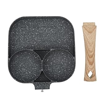 3 Section Non Stick Egg Burger Maker Pan, All in One Pot, Omelette Pan for Home Kitchen, Divided Grill Pancake Frying Skillet, Cooking Ware