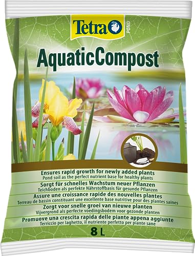 Tetra Pond AquaticCompost - Fertilizante, Tierra para Fondo de Cuenca - Nutrientes para Plantas de Estanque de jardín y Ornamento - Promueve el Crecimiento de Las Plantas - 8 L