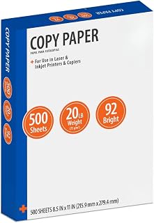 Copy Paper 8.5 x 11 Inch, 92 Bright White, 20 lb, Smooth Surface Printer Paper, Reliable Everyday Printing, 1 Ream (500 Sheets) (Letter (8.5 x 11 inches)