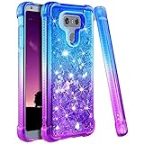 Ruky Case Compatible with LG G6, Gradient Quicksand Series Glitter Bling Sparkly Flowing Liquid Floating Soft TPU Bumper Reinforced Corners Women Girls Cute Case Compatible with LG G6 (Blue Purple)