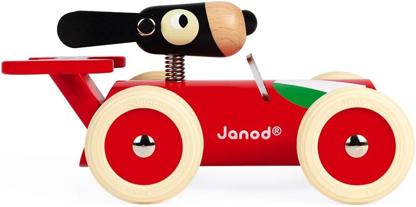 Janod - Spirit - Wooden Car Toy - Marco - Rubber wheels and Glossy Paint, J04500 - Image 3