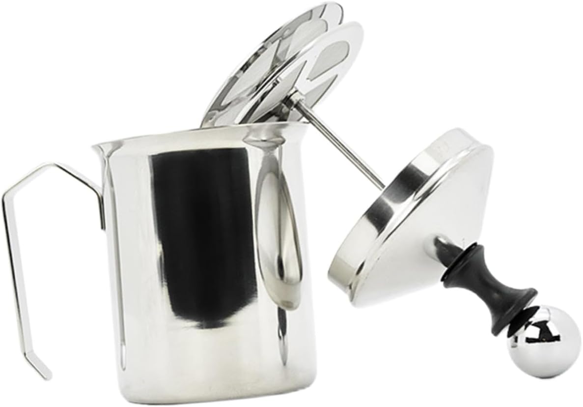 Cabilock Stainless Steel Manual Milk Foamer Latte Frother Foam Maker Kitchen Tool
