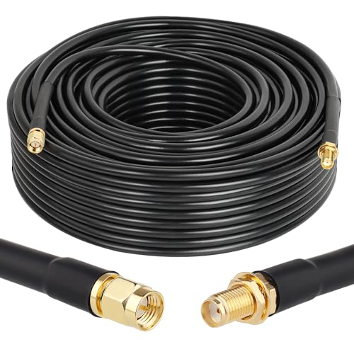 XRDS -RF SMA Cable 150FT, SMA Male to SMA Female Extension Cable 50 Ohm KMR240 Low Loss SMA Coax Coaxial Cable, Black