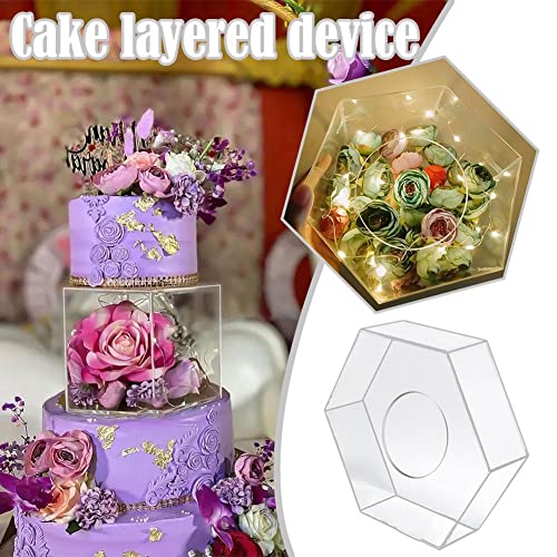Acrylic Fillable Cake Stand, Clear Cake Stand Acrylic Cake Stand Cake Tier, Decorative Cake Display Stand, Hexagon Cake Display Stand, Decorative Centerpiece For Wedding Birthday #TOP2