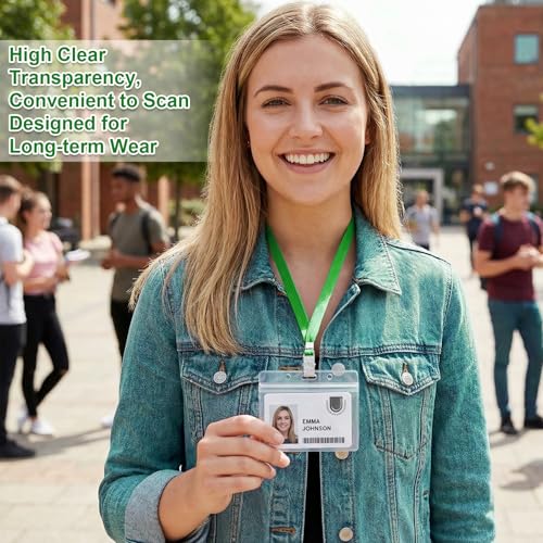 Image of Marspark 200 Sets 4 inchx3 inch Name Badge Holder with Lanyard Bulk, Blue
