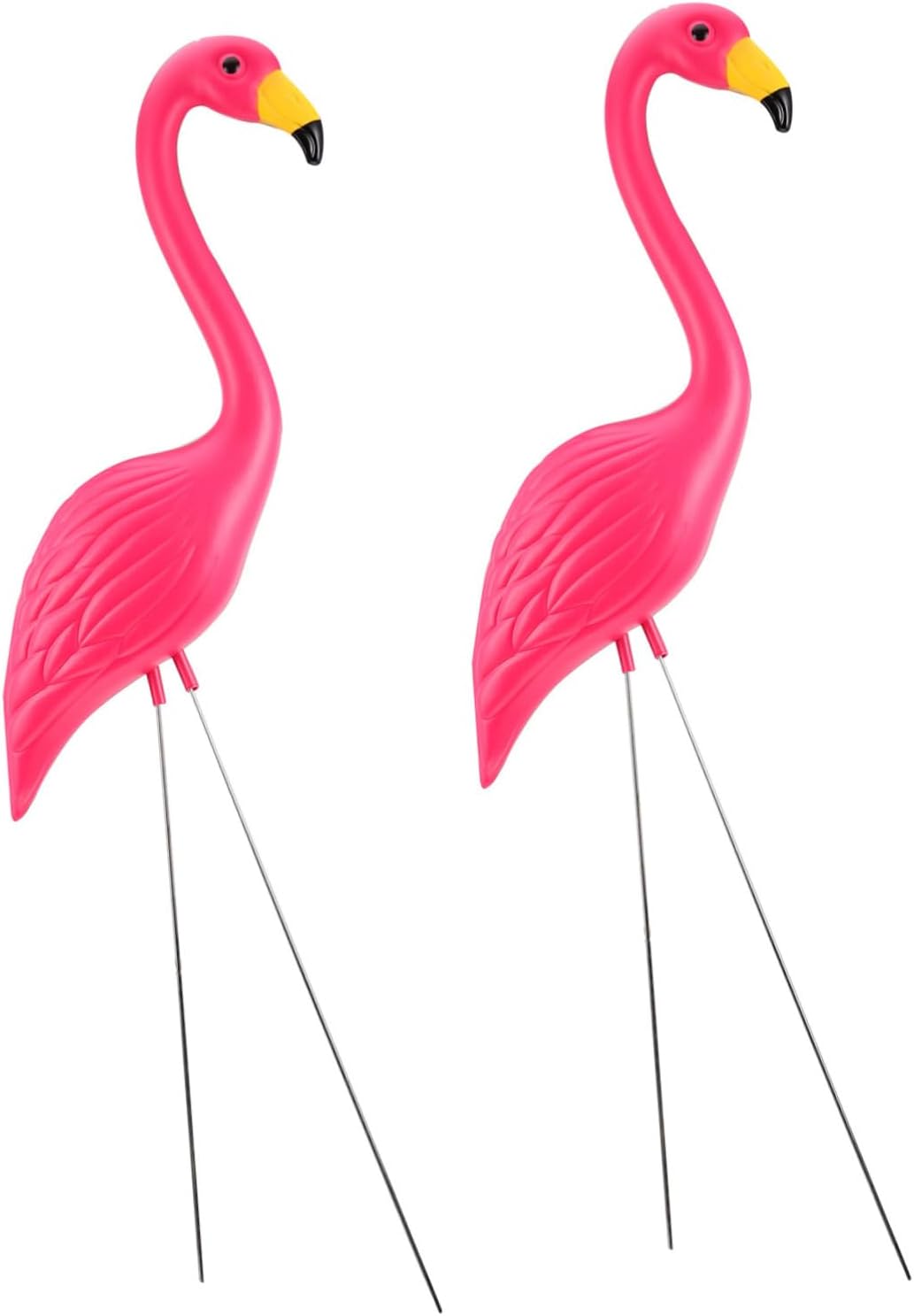 2pcs Flamingo Garden Stake Decor Lifelike Pink Flamingo Lawn Stakes for Outdoor Garden Patio and Wedding Decoration