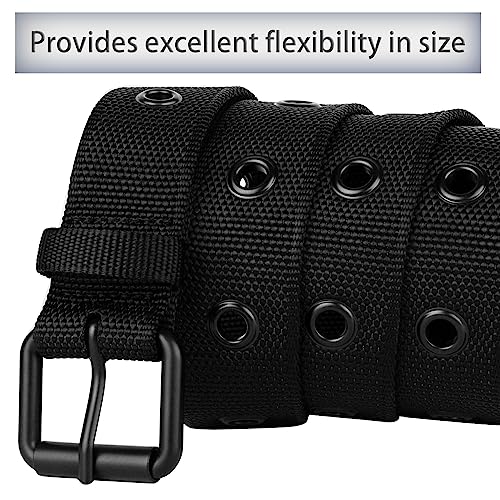 Grommet Belt Mens Black Nylon Webbing Canvas Belts for Men Big and Tall3