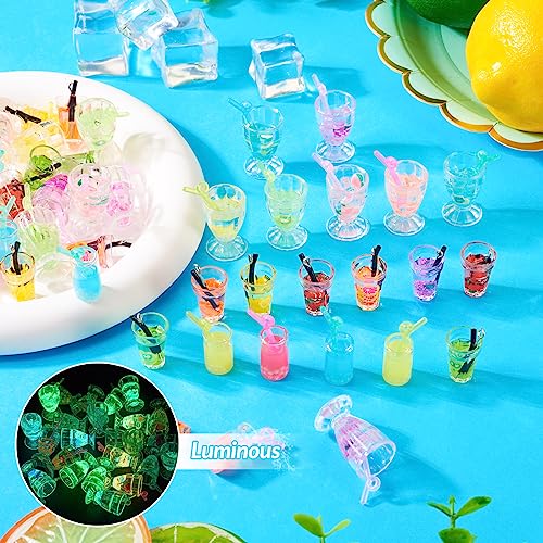 36Pcs Resin Fruit Drink Cup Bottle Charms Luminous Mini Juice Pendants for Necklace Earring DIY Crafts Jewelry Making Keychain Bag Decor - Image 3