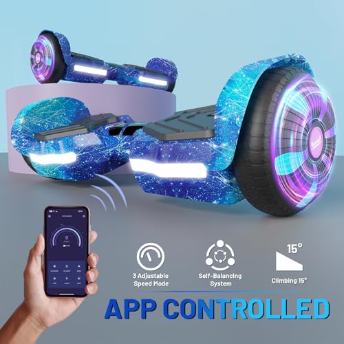 Image of SIMATE Scooter, Bluetooth Speakers and LED Light-Up Wheels, APP Control, Dual 250W Motors, 8.5 mph Max Speed & 8.5 Miles Max Range, Gifts for Kids Adults Girls Boys