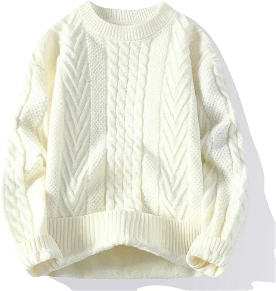 [Disimlarl] メンズフォールウィンターフリースセーターシックソリッドプルオーバーセータールーズ怠zyな快適な暖かいケーブル