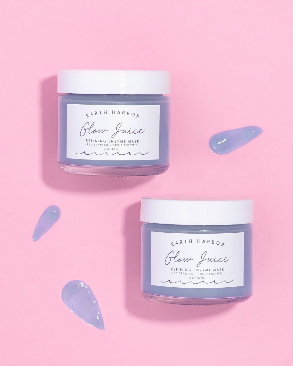 Earth Harbor | GLOW JUICE Refining Enzyme Mask | 100% Natural & Nontoxic | Red Seaweed + Fruit Enzymes | Brightens and Clarifies |2 oz