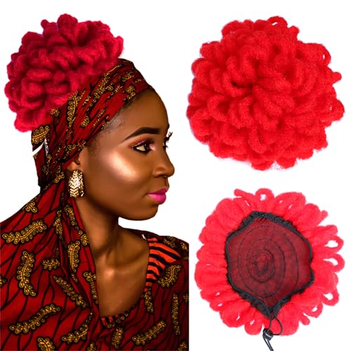 Liliyab Loc Ponytail for Black Women Loc Petal Bun (8", Red)
