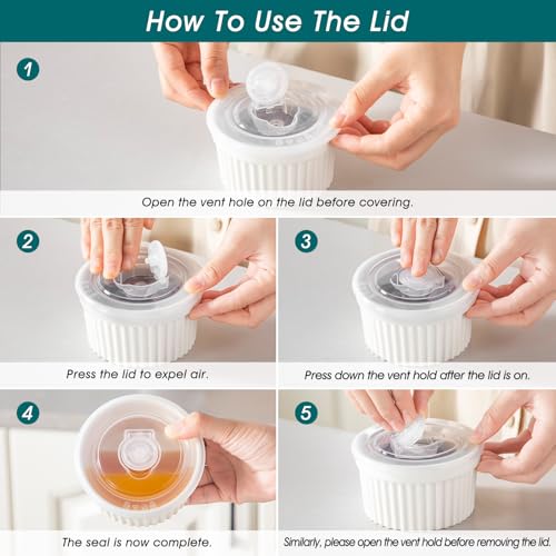 vancasso 6 oz Ramekins with Covers, Souffle Dishes Set of 6, 9.5cm White Porcelain Creme Brulee Ramekins, Baking Cups for Pudding, Fruits, Dips, Dishwasher and Oven Safe - Image 6