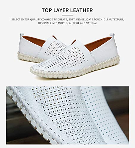 Image of Men's Genuine Leather Loafer Shoes Slip On Soft Walking Shoes Perforated Driving Shoes