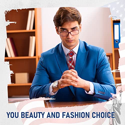 Janmercy 6 Pcs Clip On Tie For Men Clip On Easy Necktie Striped Solid Plaid Dots Mixed Lot Tie For Office School, 20 Inch (Patriotic Style) #TOP3