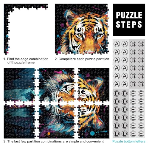 Puzzle de tigre colorido de 1000 piezas que estimula la mente y decora 3