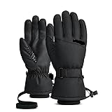 Guantes Ciclismo Guantes de esquí de invierno for hombre y mujer, guantes impermeables ultraligeros for Snowboard, guantes for motociclismo, guantes for mantener el calor a prueba de viento(Black,L)