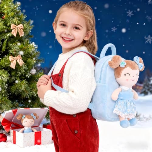 Image of Gloveleya Back to School Gifts for Girls Kids Backpack Toddler Girls Backpacks with Soft Plush Doll Toys Blue