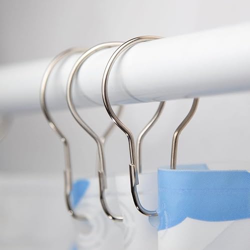 Miniatura 6 de 200 ganchos para cortina de ducha, anillos de cortina de baño de metal a prueba de óxido para cortinas de baño, barras de ducha
