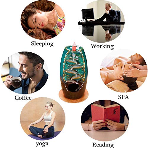 L!Ghtup Ceramic Backflow Incense Burner Waterfall Incense Holder, For Home Decor Aromatherapy Relaxation Gifts… (Blue) #TOP3