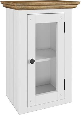 Woodkings Bad Hangeschrank Kenia Holz Weiss Pinie Braun Badschrank Mit Glastur Fur Schmale Badezimmer Design Wandschrank Badmobel Landhaus Amazon De Kuche Haushalt