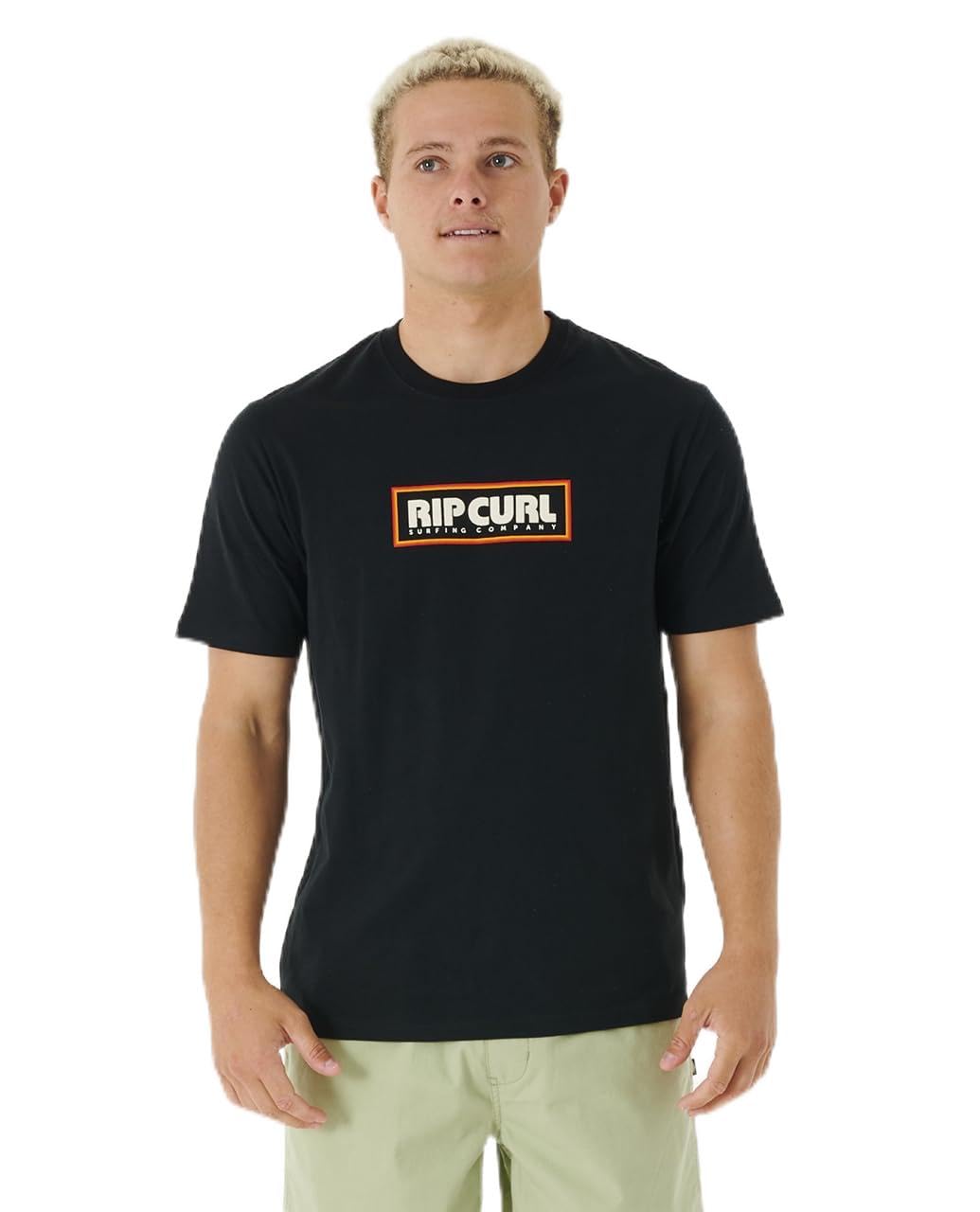 RIP CURL Men's Big Mumma Icon Short Sleeve T Shirt Tee Black