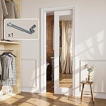 28x80 Pocket Door, Pre-Assembled Solid Door with Steel Clad Wood Frame & Soft Close, Build Quality Interior Sliding Doors, Sturdy and Easy Install, 1 Panel One-Side Mirror Doors