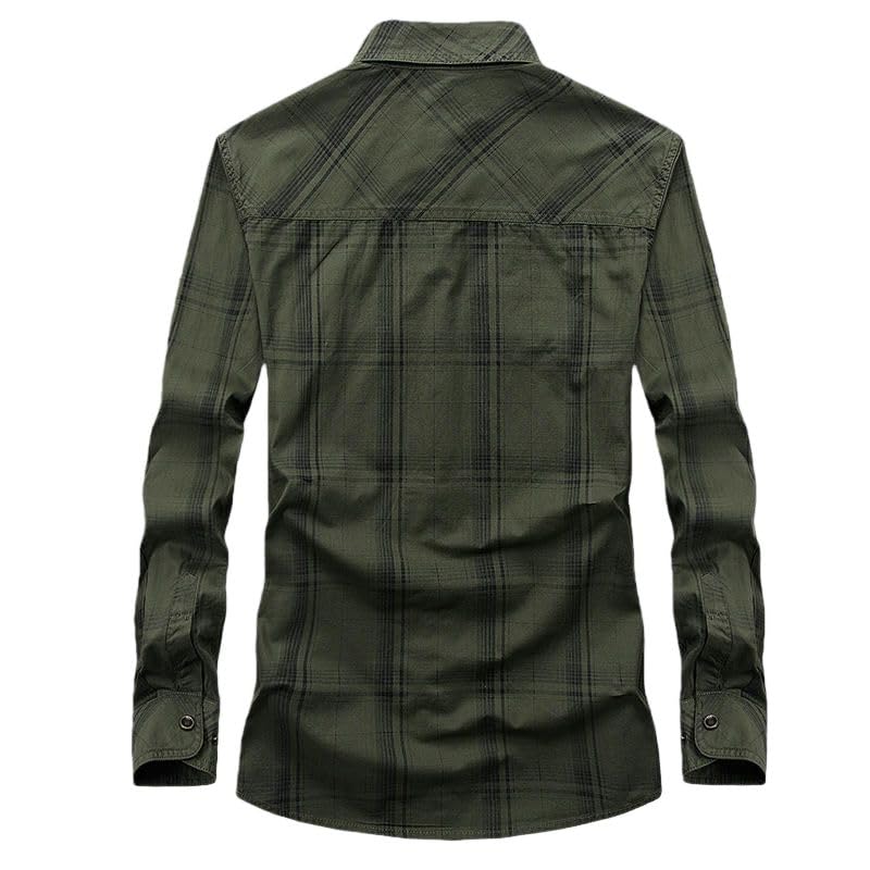 Camisa a cuadros de algodón transpirable contra la incomodidad con cuello alto 2
