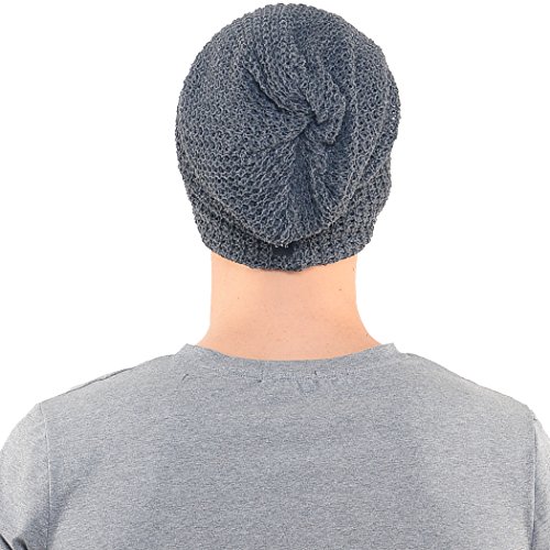 Forbusite Mens Slouchy Long Beanie Knit Cap For Summer Winter, Oversize, Soild Grey #TOP3
