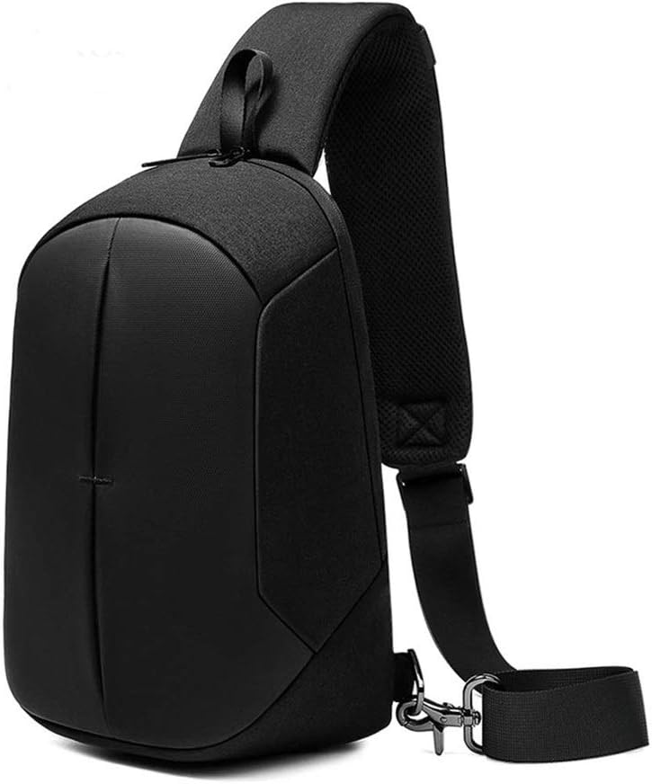 Sling Bag Mens Chest Shoulder Bag Functional Crossbody Backpack Pocket for Travel Business,Black