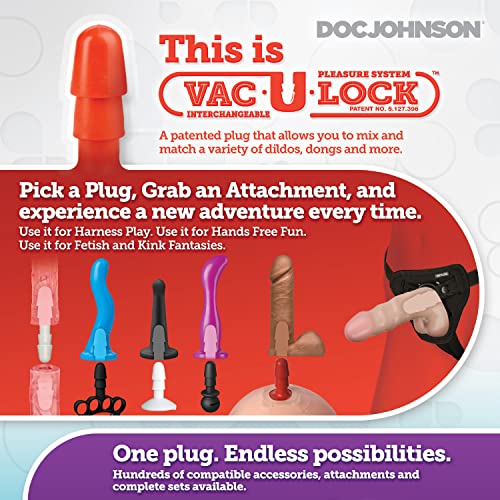 Doc Johnson Vac-U-Lock Platinum - Supreme Harness With Vac-U-Lock Plug & 3 Different Sized O-Rings - Compatible With O-Ring & Vac-U-Lock Dildos - Accommodates Up-To 69" Waist - Black #TOP4