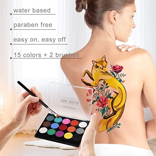 Ucradle Kids Face Paint Kit - 15 Colours Non-Toxic Professional Face Paint Palette Washable Safe Facepainting for Halloween Party, Holiday Makeup Body, Body Painting Face Paint Set for Adults Children