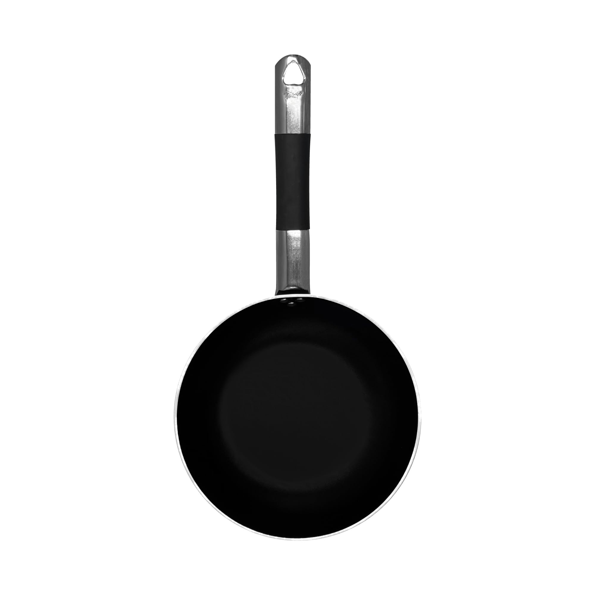 Pentole Agnelli ALSC111BSSC40 Alblack Avellanado de aluminio con alto contenido de sal, con mango tubular de acero inoxidable "Cool", 40 cm, negro