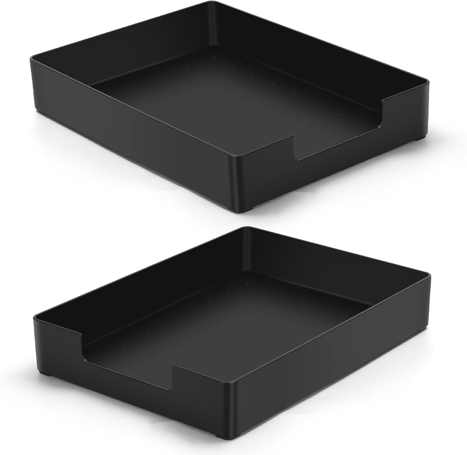 Letter-Size Tray Desk Letter Tray Paper Tray, Sturdy Heavy-Duty Plastic Printer Paper Tray, Single-Tier Stackable File Storage Organizer for Office Home (Black ×2)